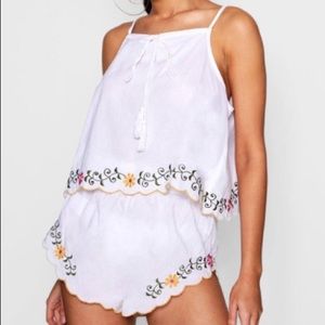 Embroidered Scallop Edge Two Piece